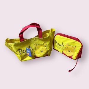 NWT Disney Winnie The Pooh Yellow And Red Two Piece Lunch Bag Set Insulated